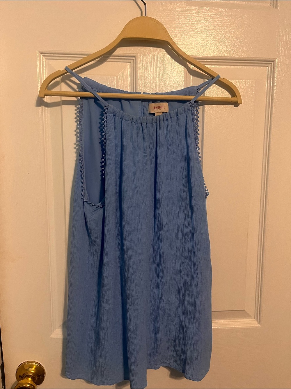 LOFT Light Blue Sleeveless Pleated Halter Top